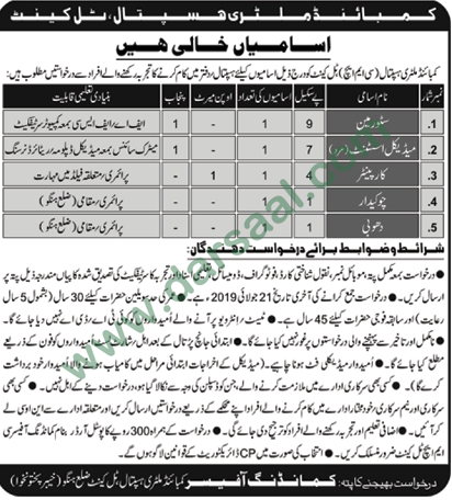 Storeman Jobs in Combined Military Hospital in Hangu - Jul 07, 2019
