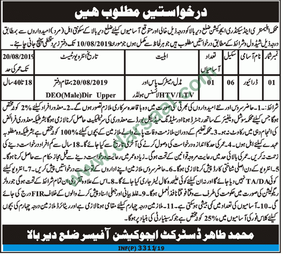 Driver Jobs in Elementary & Secondary Education in Dir Upper - Jul 25, 2019