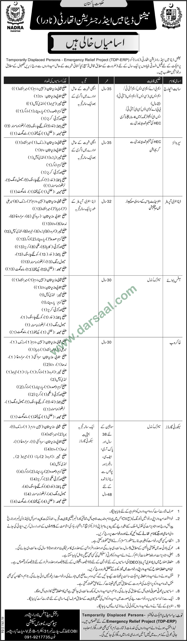 Security Guard Jobs in National Database & Registration Authority - NADRA in Peshawar - Sep 02, 2019