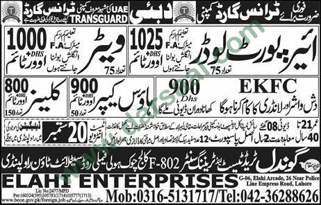 EKFC Jobs in Gondal Trade Test and Training Centre in Dubai - Sep 20, 2019